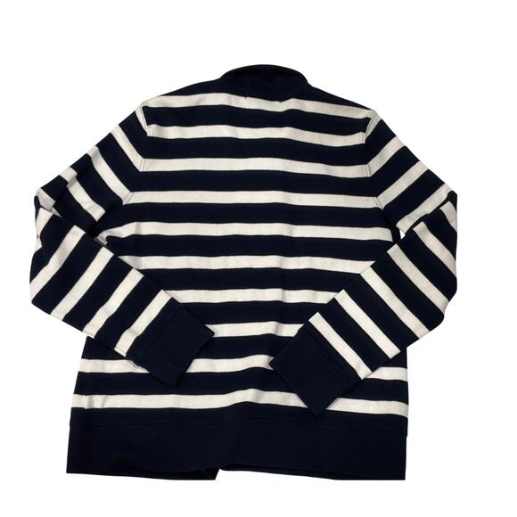 Lauren Ralph Lauren Navy & White Striped Rope Toggle Cardigan SZ L - Picture 2 of 5